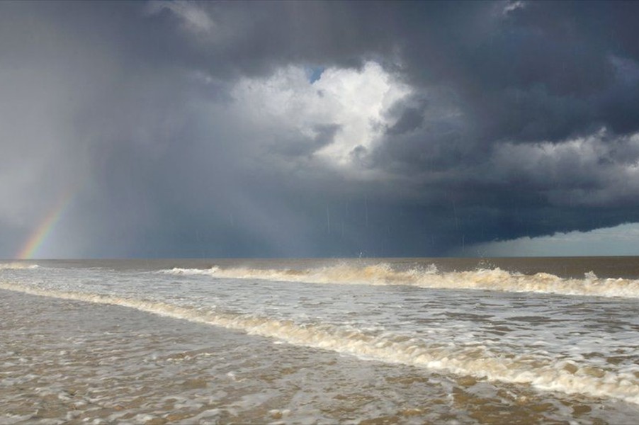 Hailstorm And Rainbow Over Thes Sea Of Covehithe - England
